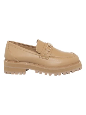 Patrizia Pepe Skórzane mokasyny w kolorze beżowym rozmiar: 38