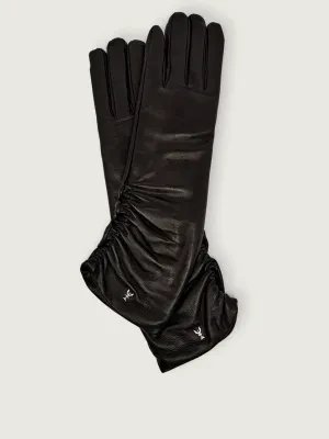 Patrizia Pepe Skórzane rękawiczki | z dodatkiem wełny