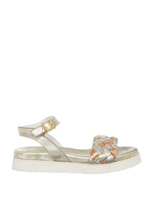Patrizia Pepe Skórzane sandały w kolorze złoto-srebrnym rozmiar: 41