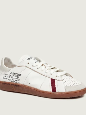 Patrizia Pepe Skórzane sneakersy Skin | zamsz biały