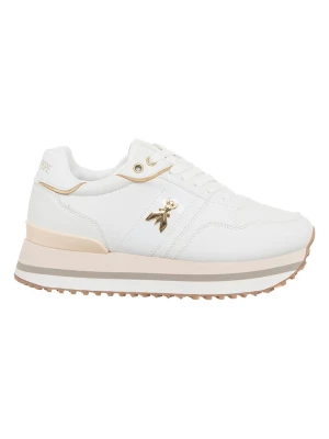 Patrizia Pepe Skórzane sneakersy w kolorze biało-jasnoróżowym rozmiar: 37