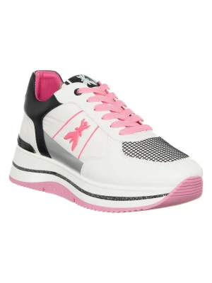 Patrizia Pepe Skórzane sneakersy w kolorze biało-różowym rozmiar: 40