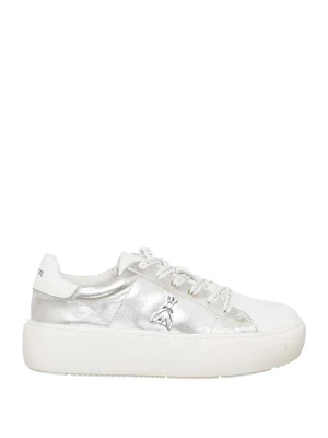 Patrizia Pepe Skórzane sneakersy w kolorze srebrno-białym rozmiar: 38