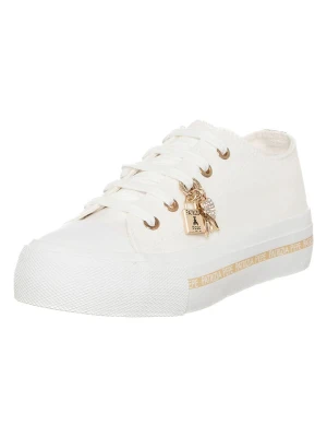 Patrizia Pepe Skórzane sneakersy w kolorze złoto-białym rozmiar: 37