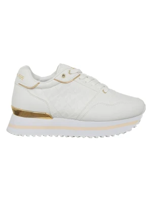 Patrizia Pepe Skórzane sneakersy w kolorze złoto-białym rozmiar: 37