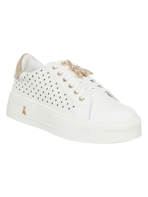 Patrizia Pepe Skórzane sneakersy w kolorze złoto-białym rozmiar: 38