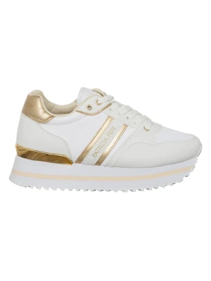 Patrizia Pepe Skórzane sneakersy w kolorze złoto-białym rozmiar: 39