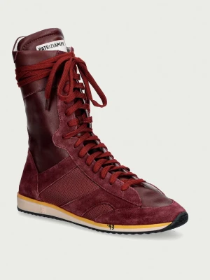Patrizia Pepe sneakersy damskie skórzane bordowy