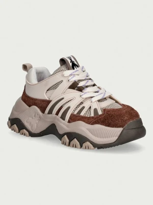 Patrizia Pepe sneakersy damskie zamszowe brązowy