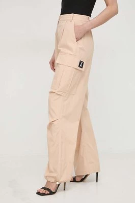 Patrizia Pepe spodnie bawełniane kolor beżowy fason cargo high waist 8P0602 A391