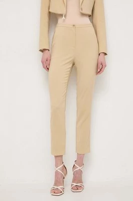 Patrizia Pepe spodnie damskie kolor beżowy dopasowane high waist 8P0585 A6F5