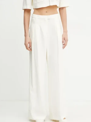 Patrizia Pepe spodnie damskie kolor beżowy szerokie high waist 2P1670 A573