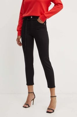 Patrizia Pepe spodnie damskie kolor czarny dopasowane high waist 8P0652 D006