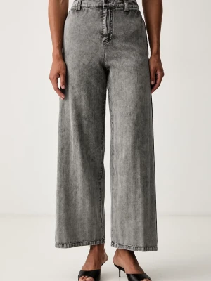 Patrizia Pepe spodnie wide leg damskie z lyocellem szary