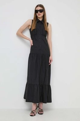 Patrizia Pepe sukienka bawełniana kolor czarny maxi rozkloszowana 2A2794 A9B9