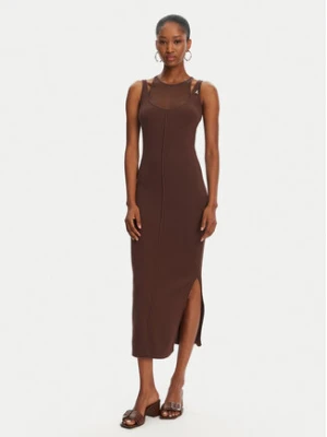 Patrizia Pepe Sukienka dzianinowa 2A2873/K258-B825 Brązowy Regular Fit