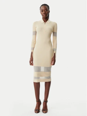 Patrizia Pepe Sukienka dzianinowa 8A1420 / K078-B814 Beżowy Slim Fit