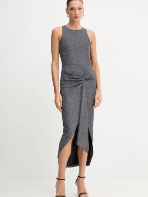 Patrizia Pepe sukienka kolor srebrny midi prosta 2A2990 J340