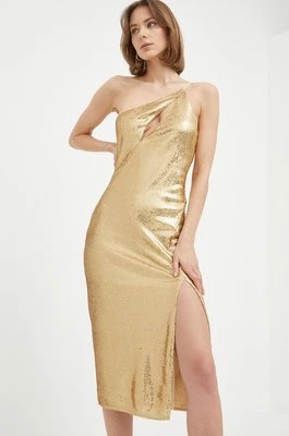 Patrizia Pepe sukienka kolor złoty midi dopasowana