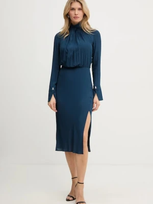 Patrizia Pepe sukienka wiskozowa kolor niebieski midi prosta 8A1623 A8I1