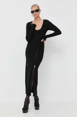 Patrizia Pepe sukienka z domieszką wełny kolor czarny maxi dopasowana