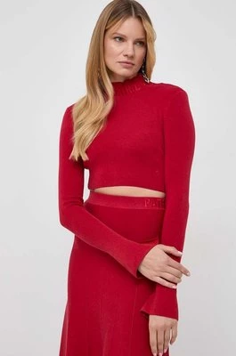 Patrizia Pepe sweter damski kolor czerwony lekki z półgolfem