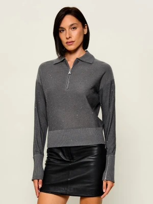 Patrizia Pepe Sweter | Regular Fit | z dodatkiem wełny szary