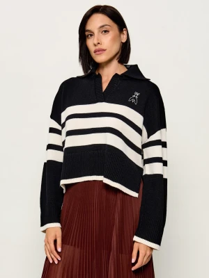 Patrizia Pepe Sweter | Relaxed fit | z dodatkiem wełny czarny