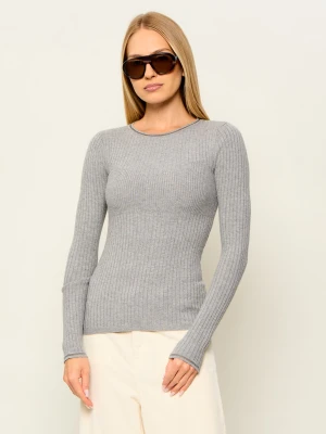 Patrizia Pepe Sweter | Slim Fit | z dodatkiem wełny szary