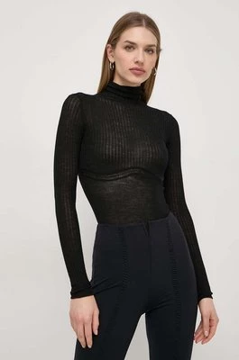 Patrizia Pepe sweter wełniany damski kolor czarny lekki z półgolfem 8K0187 K034