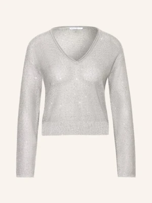 Patrizia Pepe Sweter Z Cekinami silber