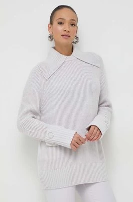 Patrizia Pepe sweter z domieszką wełny damski kolor szary ciepły