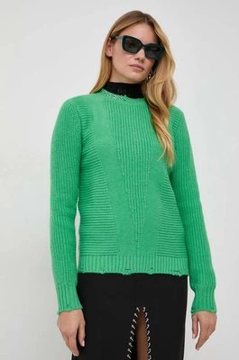Patrizia Pepe sweter z domieszką wełny damski kolor zielony