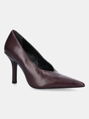 Patrizia Pepe szpilki skórzane kolor bordowy 8Z0106 L166 M536