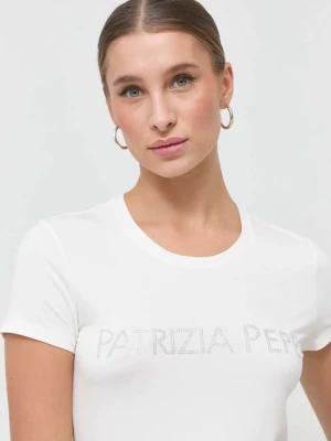 Patrizia Pepe T-shirt damski z wiskozą beżowy