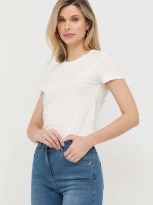 Patrizia Pepe T-shirt damski z wiskozą biały