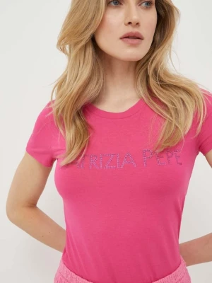 Patrizia Pepe T-shirt damski z wiskozą różowy