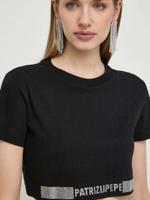 Patrizia Pepe t-shirt bawełniany damski kolor czarny 8M1613 J089