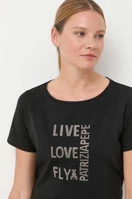 Patrizia Pepe t-shirt bawełniany kolor czarny