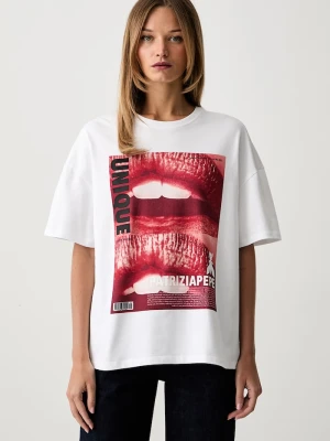 Patrizia Pepe T-shirt damski bawełniany biały