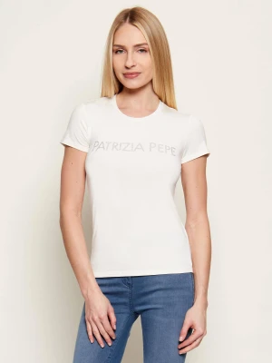 Patrizia Pepe T-shirt | Slim Fit kremowy