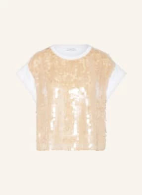 Patrizia Pepe T-Shirt Z Cekinami beige