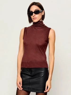 Patrizia Pepe Top | Slim Fit | z dodatkiem jedwabiu i kaszmiru brązowy