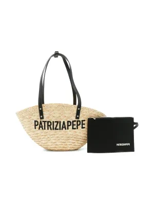 Patrizia Pepe Torba plażowa + saszetka | z dodatkiem skóry