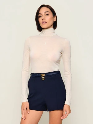 Patrizia Pepe Wełniany półgolf | Slim Fit kremowy