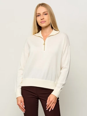 Patrizia Pepe Wełniany sweter | Regular Fit kremowy