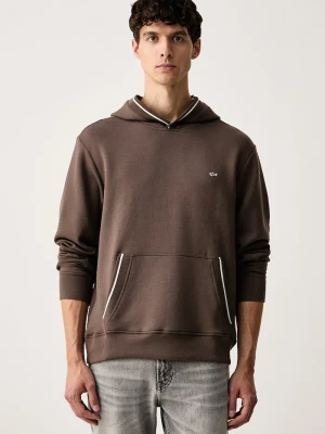 Paul&Shark bluza z kapturem męska z modalem brązowy