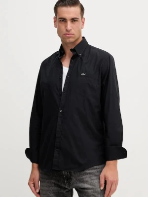 Paul&Shark koszula bawełniana męska kolor czarny regular z kołnierzykiem button-down 15313316