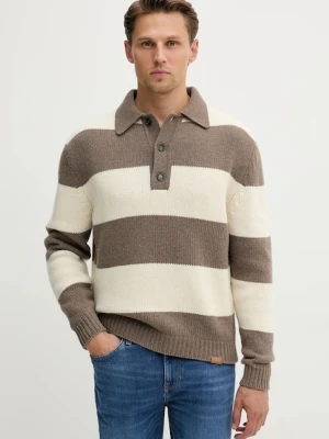 Paul&Shark sweter wełniany Knitwear brązowy
