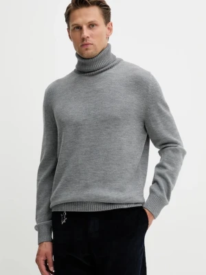 Paul&Shark sweter wełniany męski kolor szary z golferm 15311064